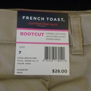 French Toast Girls Khaki Adjustable Bootcut Pants NWT Size 7